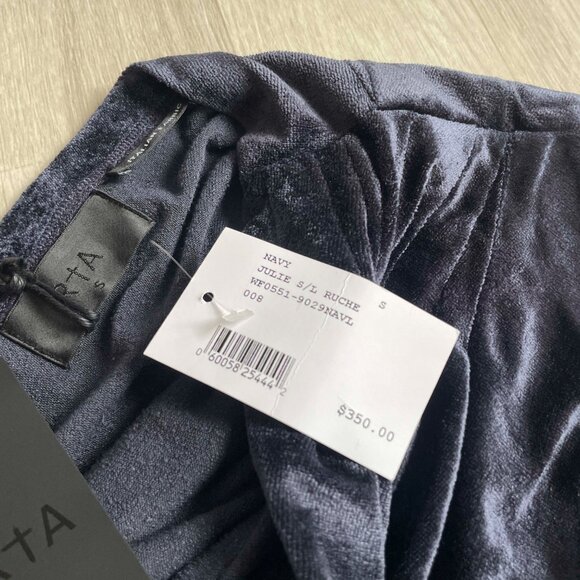 RtA Julie Ruched Velvet Bodysuit Navy Size Small NEW NWT - Picture 5 of 9